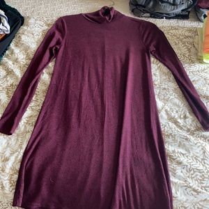 maroon turtle neck dress